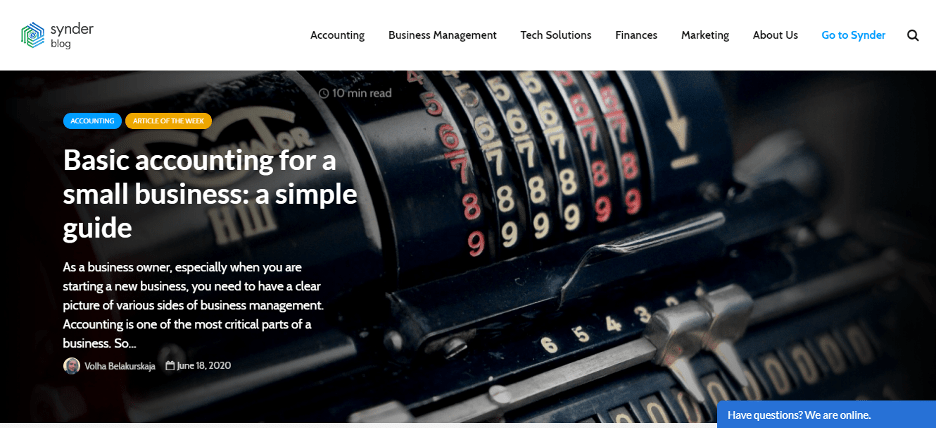 Synder Blog Main Page