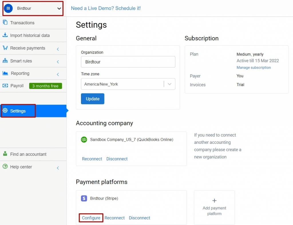 Synder settings for Stripe multi currency accounting software