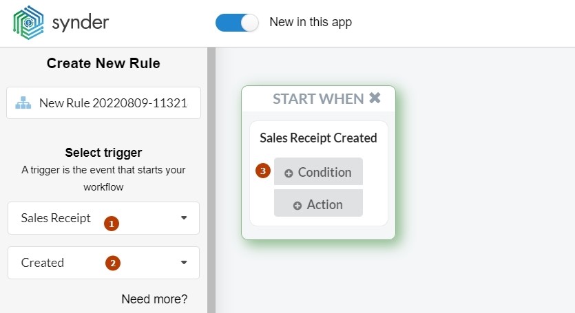 Synder Sync: Smart Rules, create new rule