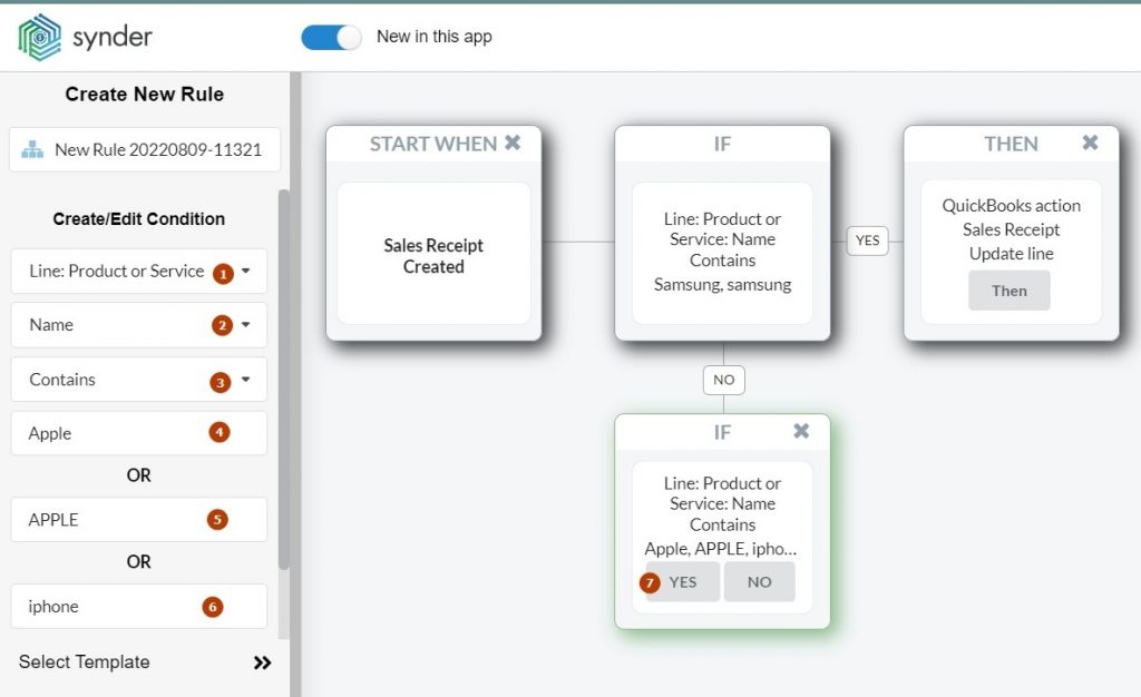 Synder Sync: Smart Rules, create condition