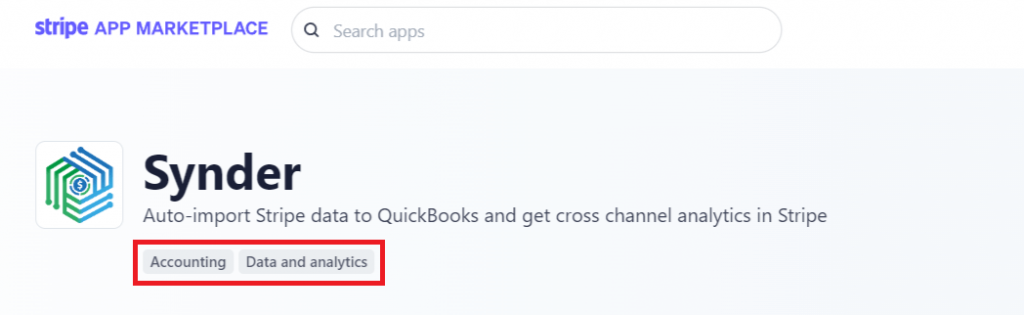 Synder in Stripe App Marketplace