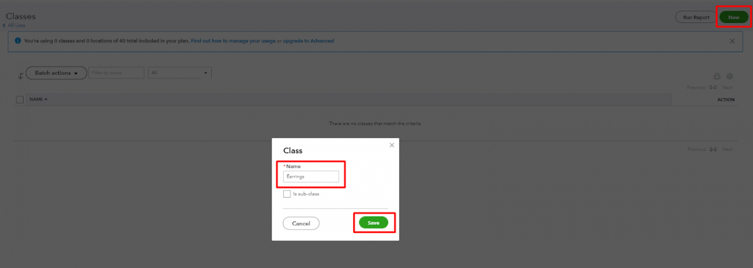 how to add classes to quickbooks online