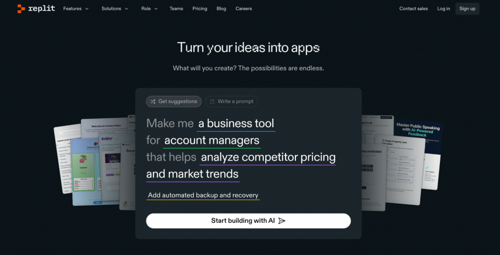 Replit main page
