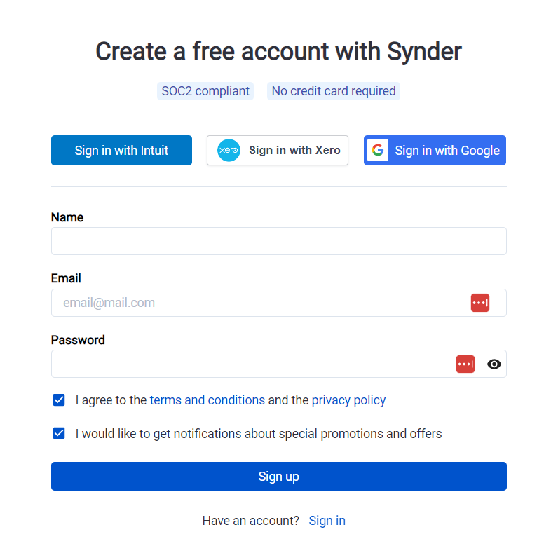 Create account in Synder to integrate amazon fba business accounting