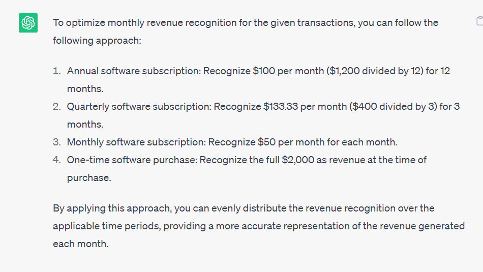 ChatGPT optimizes revenue recognition