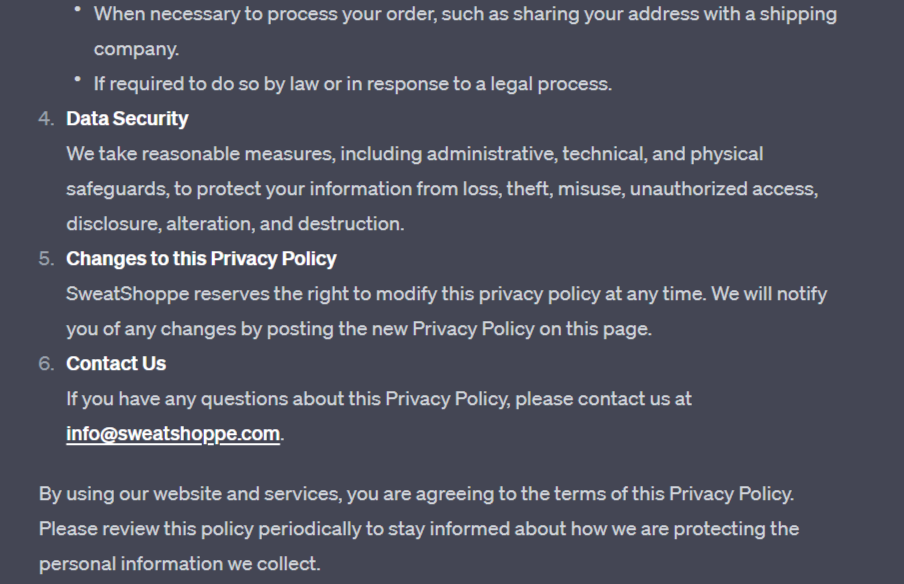 GPT for e-commerce: Privacy policy creation (part 2)