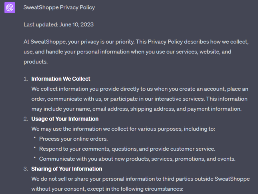 GPT for e-commerce: Privacy policy creation (part 1)