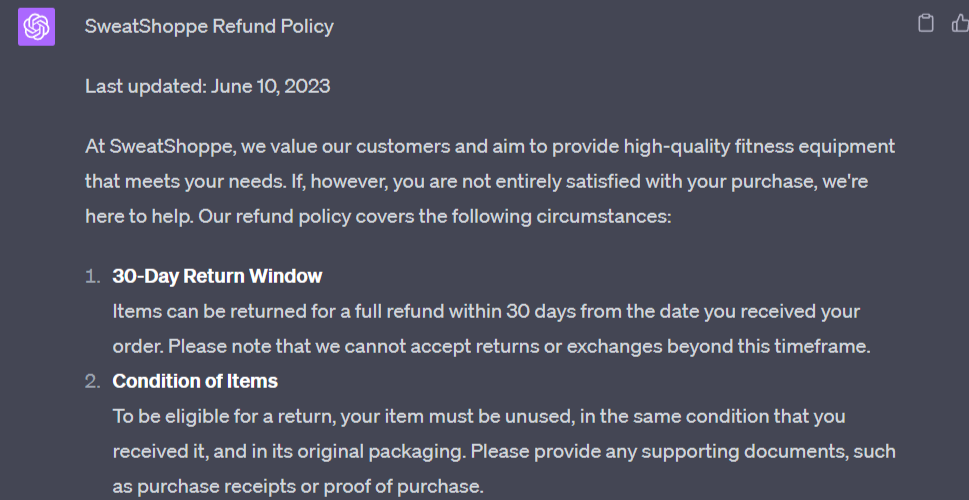 GPT for e-commerce: Refund policy creation (part 1)