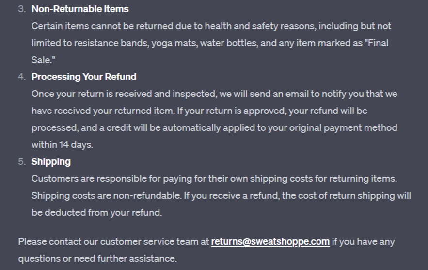 GPT for e-commerce: Refund policy creation (part 2)