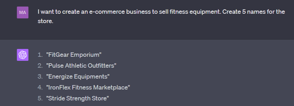 GPT for e-commerce: Store name creation (v. 1)