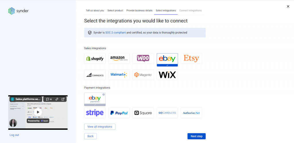 eBay QuickBooks Online connection via Synder