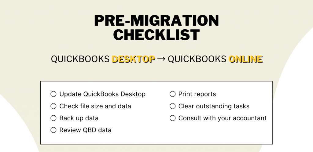 Pre-migration checklist: How to migrate from QuickBooks Desktop to QuickBooks Online