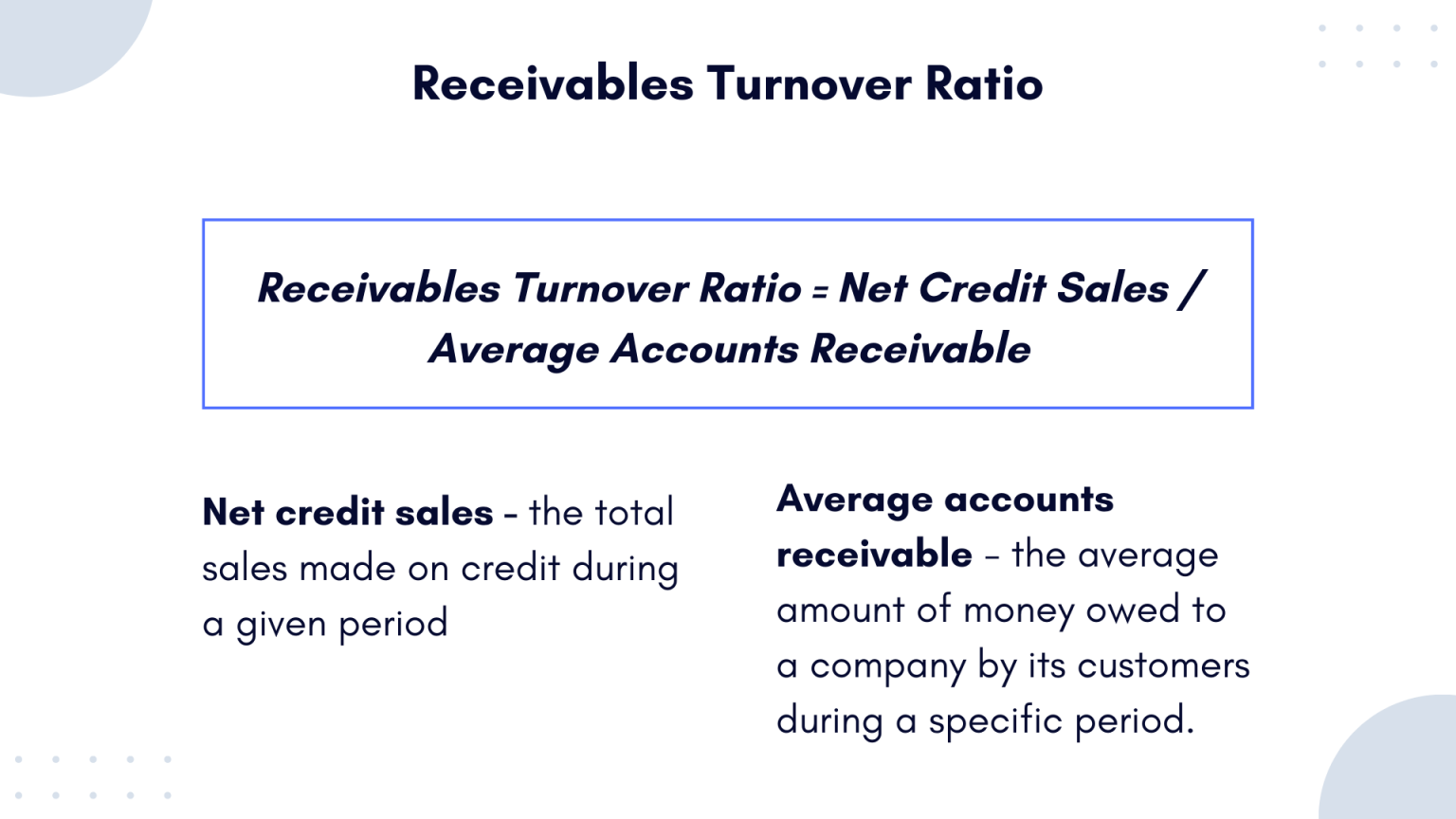 receivables turnover ratio example