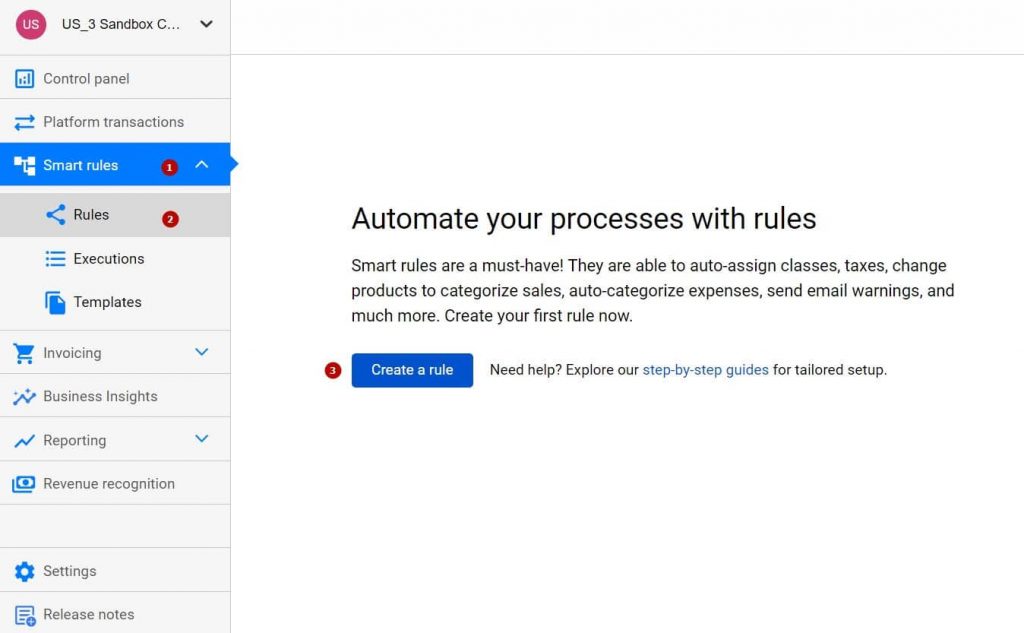 Smart Rules setting up: Step 1.