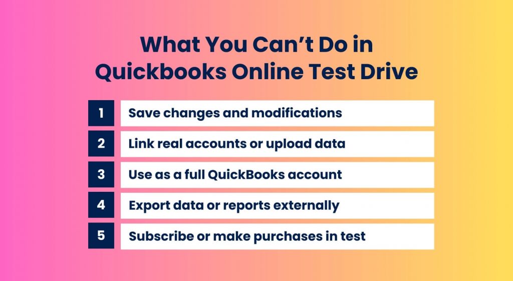 What you can't do in the QBO test drive