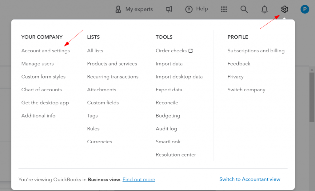 QuickBooks Online: Account and Settings