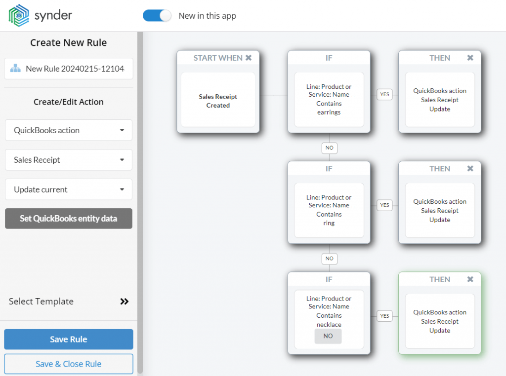 Synder: create actions for a Smart Rule