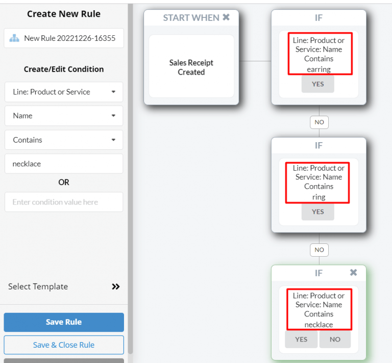 Synder: create conditions for a Smart Rule