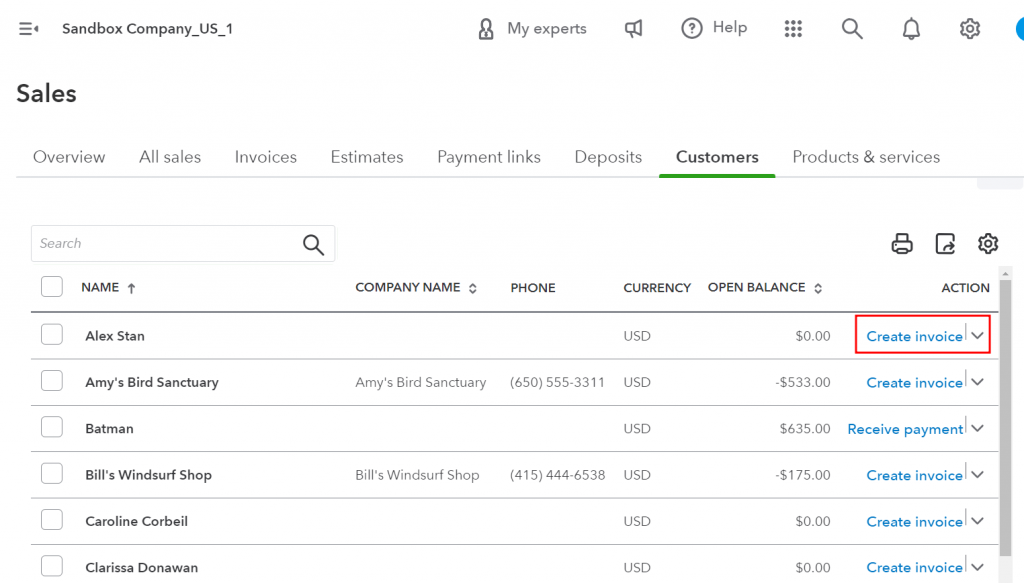 Creating invoice