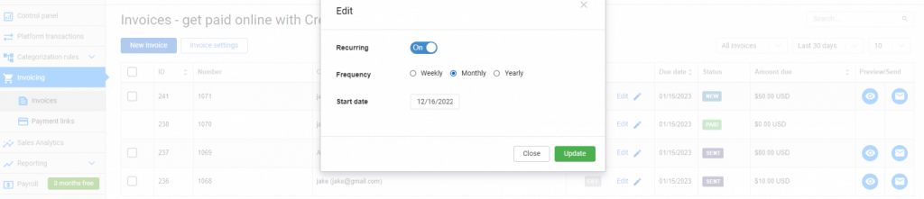AR automation: recurring invoices setup