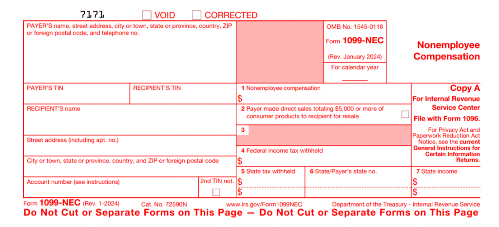 IRS Form: 1099-NEC Copy A