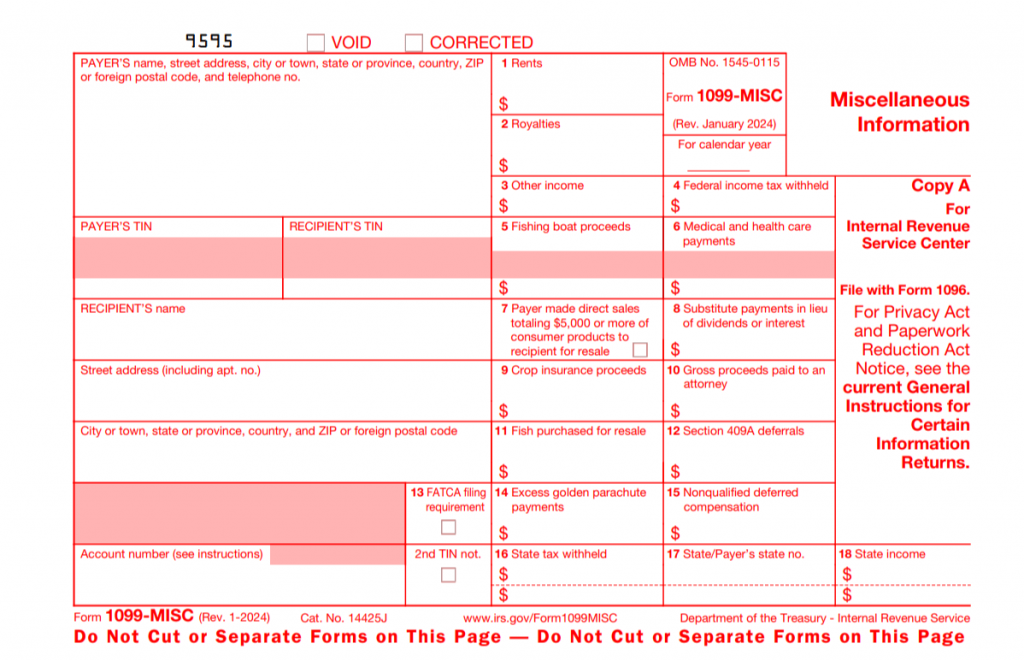 IRS Form: 1099-MISC Copy A