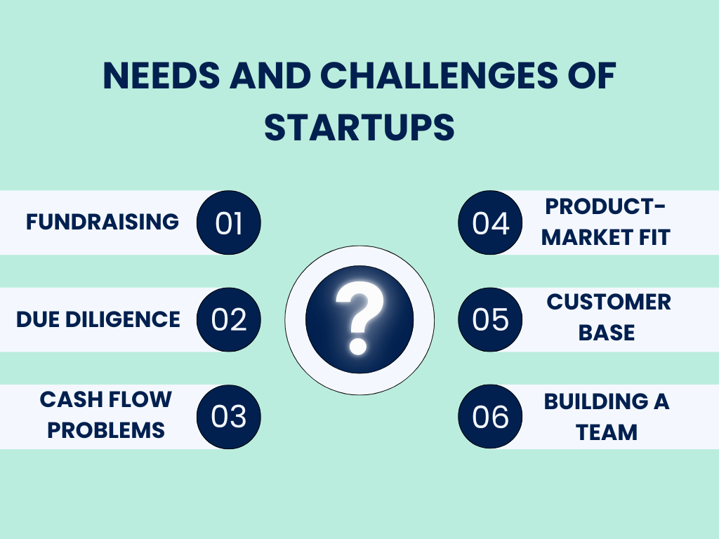 A graph showing the main needs and challenges of startups.