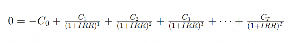 Internal Rate of Return: alternative NVP calculation formula to figure out IRR