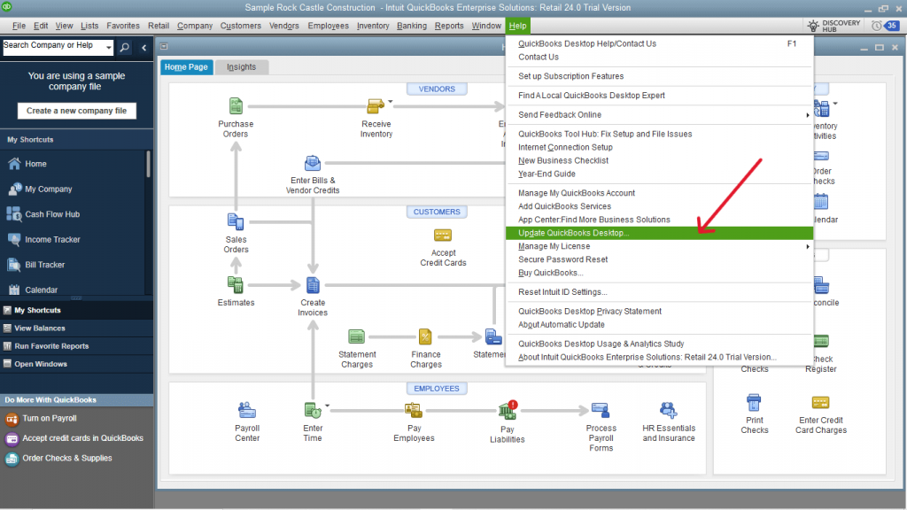 Updating QuickBooks: Step 1