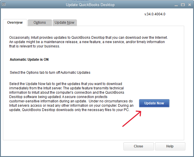 Updating QuickBooks: Step 2