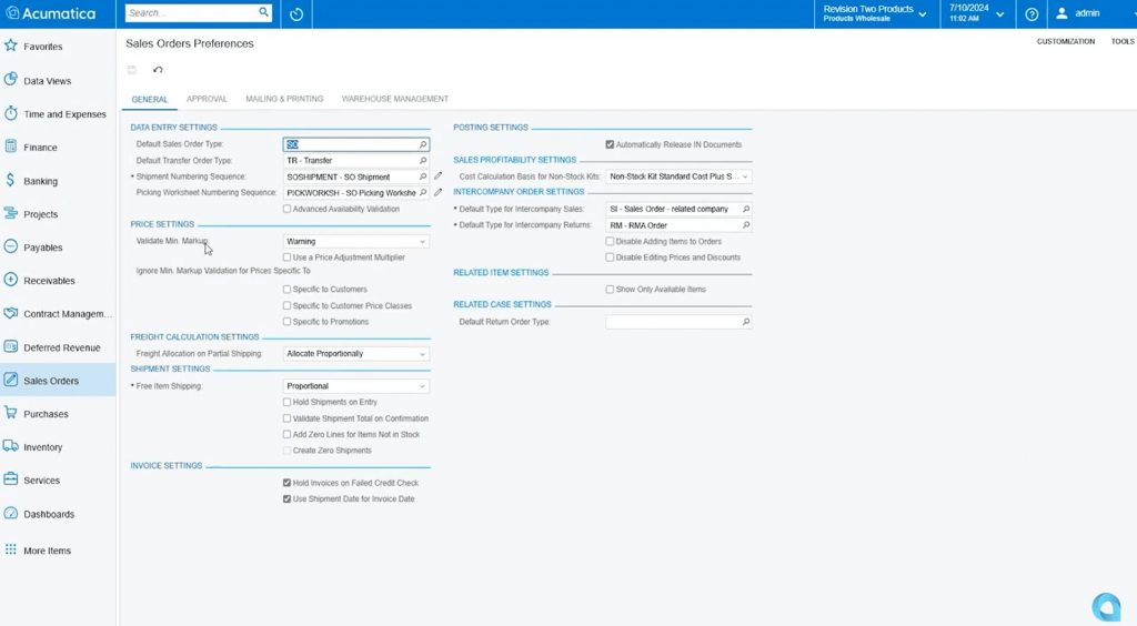 Acumatica interface