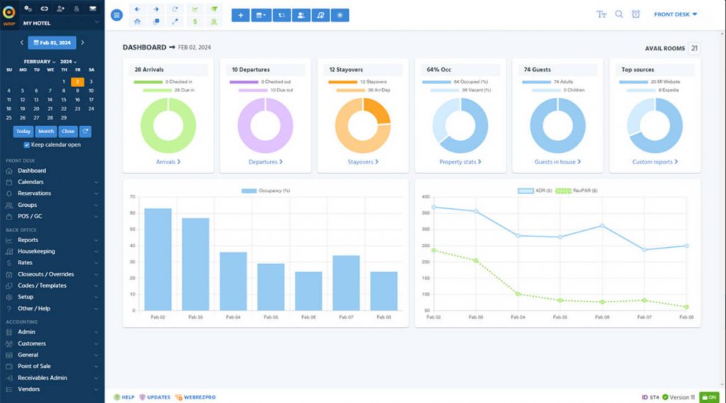 WebRezPro interface