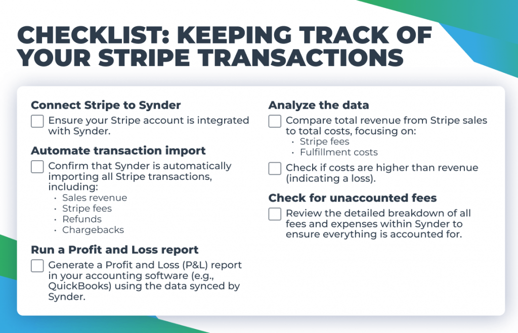 Keeping track of Stripe transactions checklist