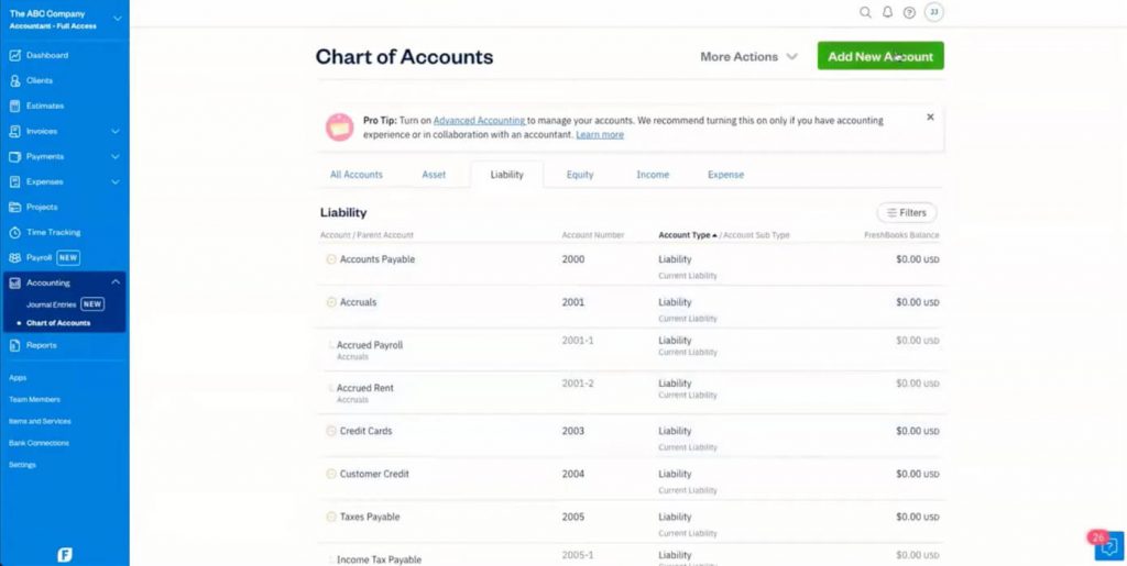 FreshBooks Dashboard