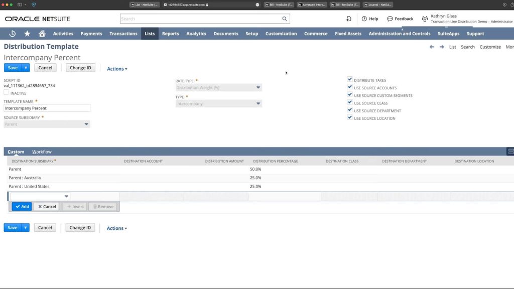 NetSuite: Distribution Template