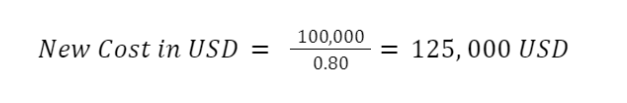 New cost in USD formula