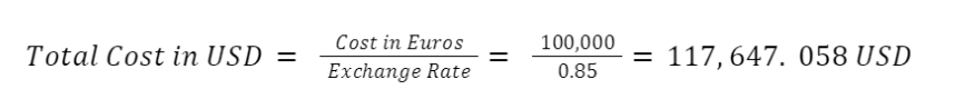 Total cost in USD formula