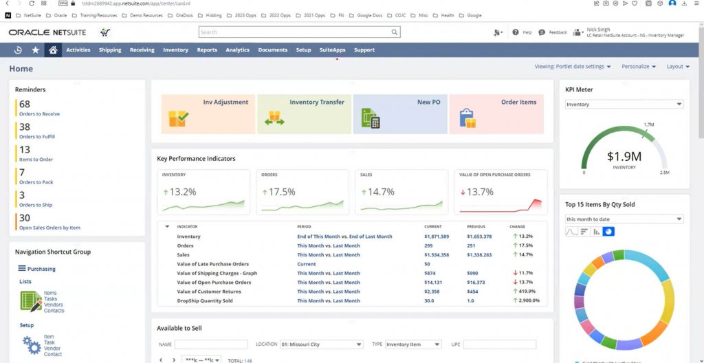 NetSuite interface 