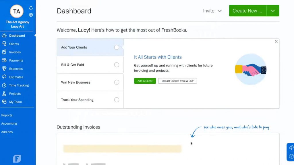 FreshBooks interface