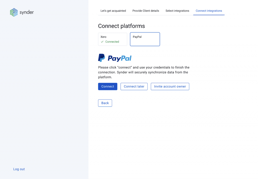 How to connect PayPal to Synder