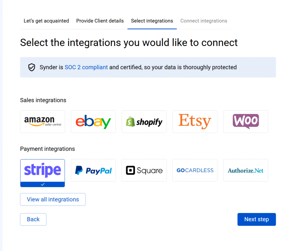 Connecting Stripe to Synder