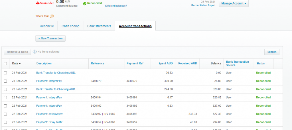 Reconciliation in Xero