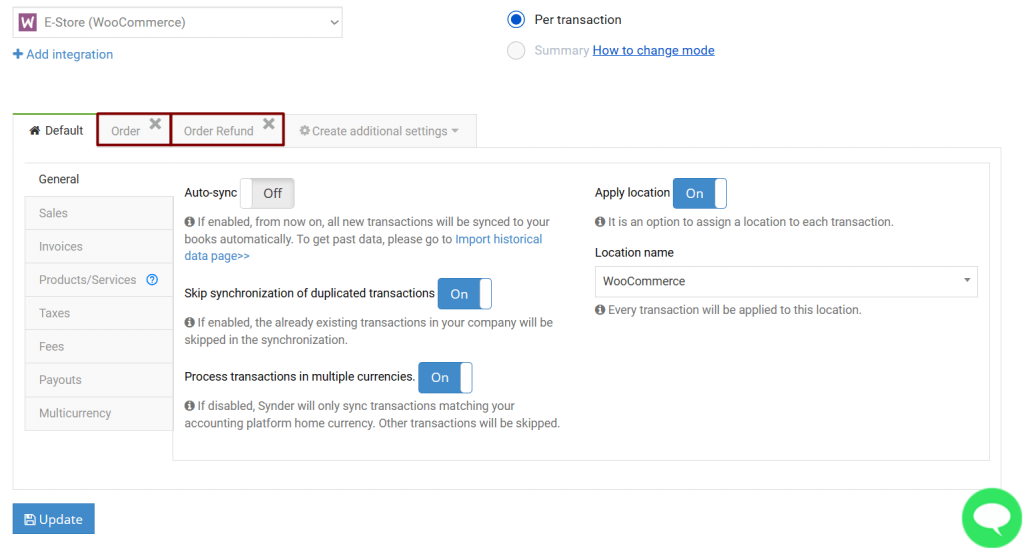 Syncing WooCommerce transaction data