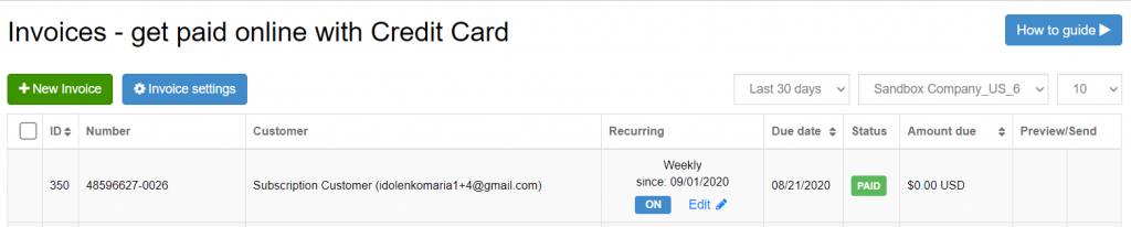 How to set invoice frequency with Synder