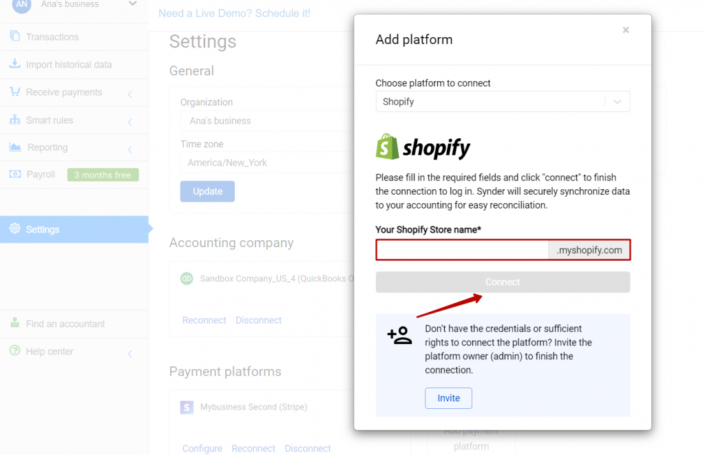 Add platform Shopify