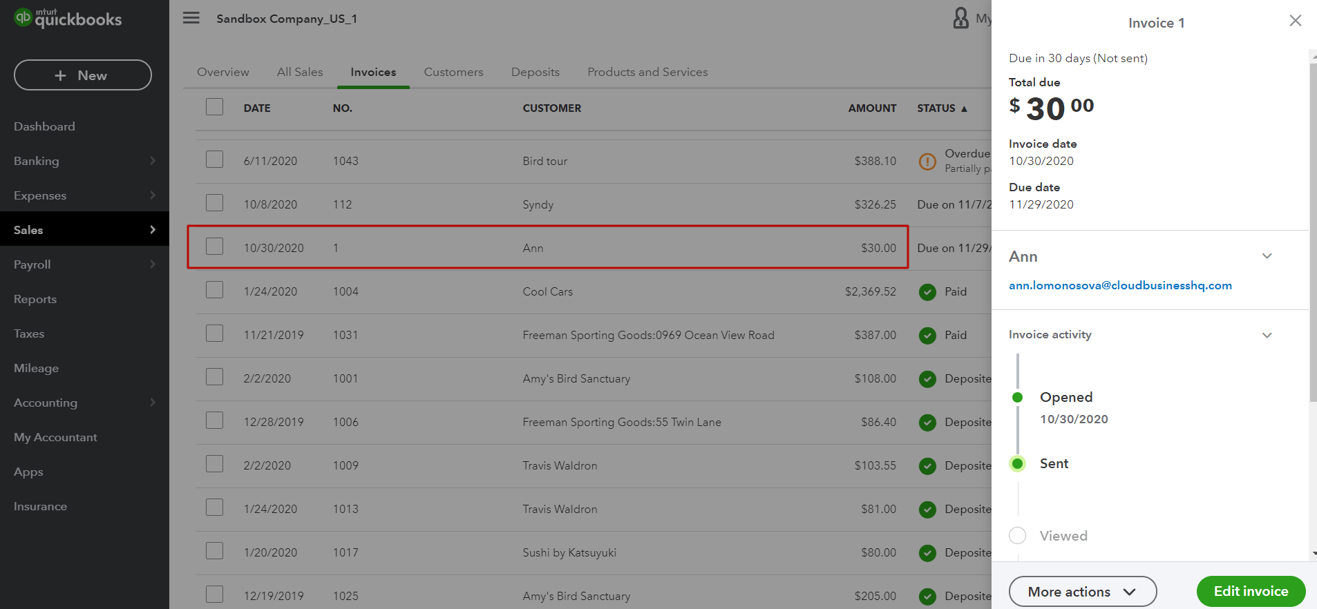 See the result - receive this invoice in your QuickBooks company right away