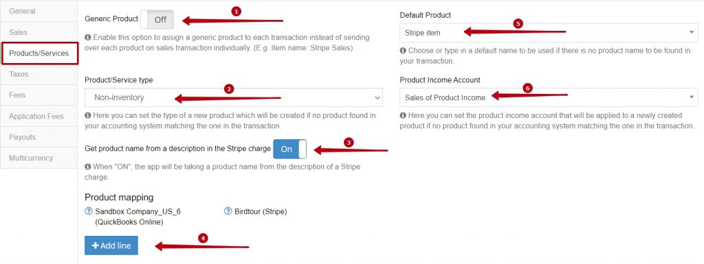 Integrate Stripe with QuickBooks Online: Products and Services settings