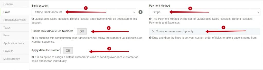 Connect Stripe with QuickBooks Online: Sales settings