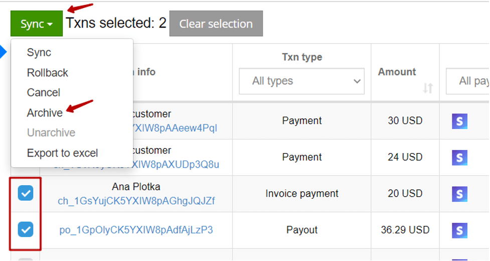 In order to prevent mess in the transaction list, you can use the Archive feature