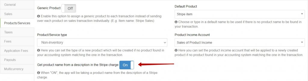 Option to parse product information from Charge description
